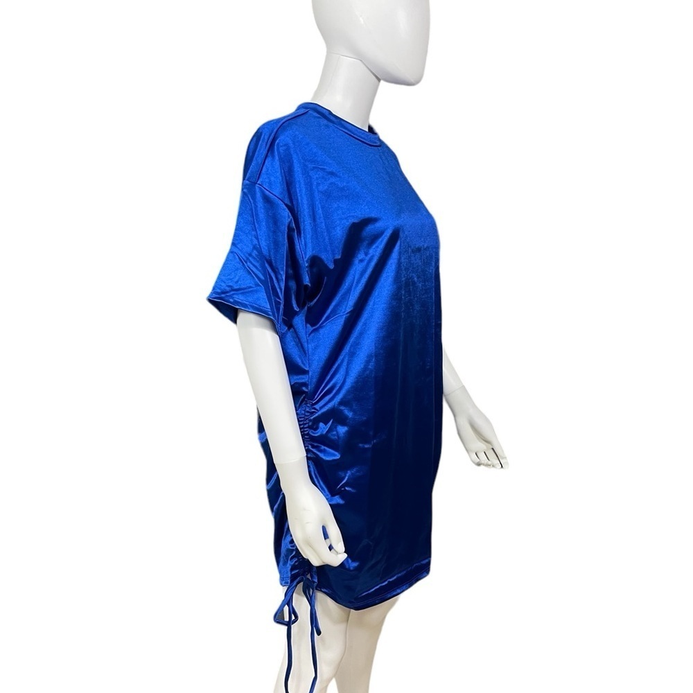 Ashley Stewart Electric Blue Satin Tee Dress - Picture 5 of 8